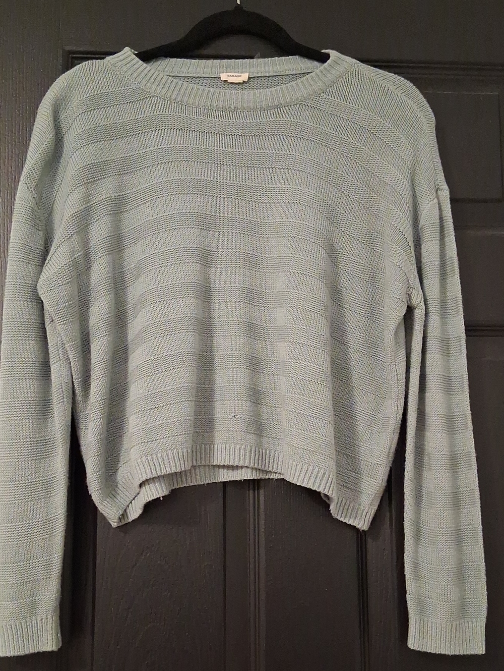 Garage Pale Aqua Cropped Crewneck Sweater